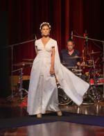 Gold and white cape dress - Image 3